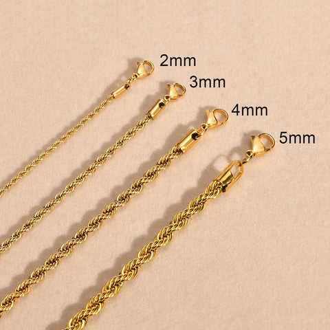 Vnox Dainty Gold Color Rope Chain Necklaces for Women Men,Chic Twisted Collar