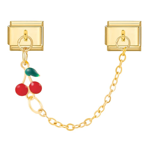 Golden Chain Heart Flowers Butterfly Charm Link