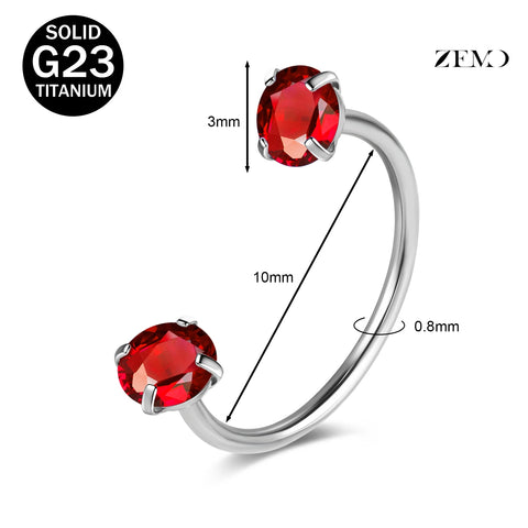 Titanium Steel Horseshoe Nose Rings Double CZ Crystal Screw Septum Rings Helix