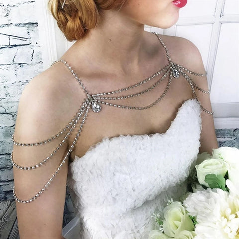 Sexy multi-layer classical tassel rhinestone shoulder chain
