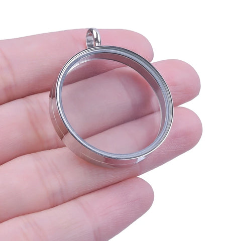 Round Living Memory Photo Relicario Locket Pendant Floating Charms Picture Necklaces