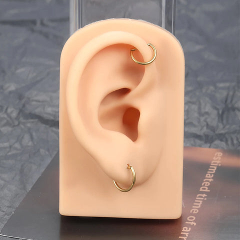 Titanium Hinged Segment Ring D-Shape with Side Crystals Septum Cartilage Helix