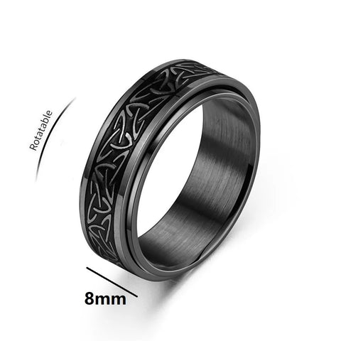 Viking Celtic Knot Rune Rings For Men Rotating Stainless Steel Anti Stress Anxiety Relife