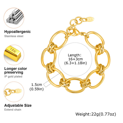 Minimalist Stainless Steel Chunky Chain Bracelet