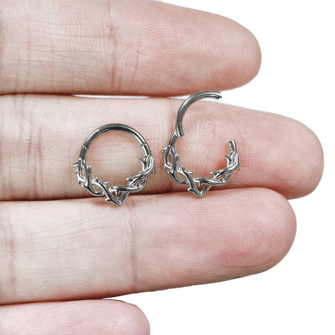 Vine Septum Nose Ring Piercing Hinged Clicker Stainless Steel Daith Clicker Helix Cartilage
