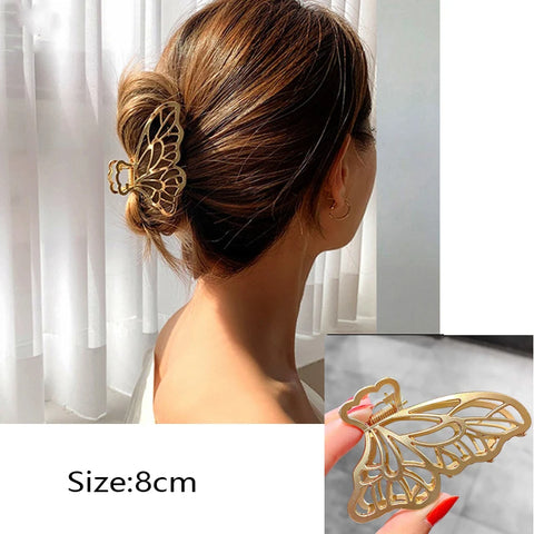 Korean Metal Geometric Hair Claws Barrettes Elegant Hair Clips Crab Hollow Out Hairpin