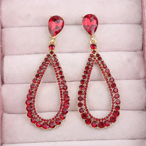 Hollow out Full Diamond Classic Designer Waterdrop Diamond Embedded Earrings