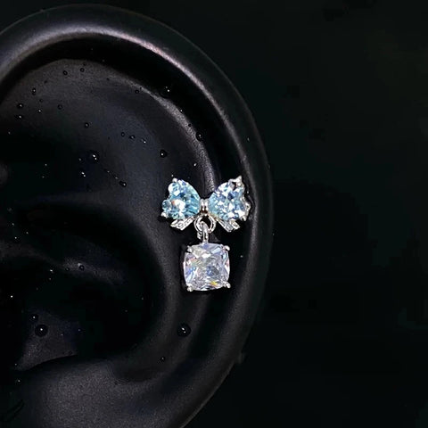 Zircon Pink Cross Ear Bone Nail 316L Stainless Steel Cochlea Piercing Jewelry