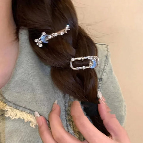 Rhinestone Moon Star Hair Clip