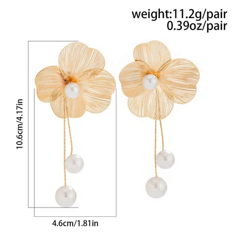 Romantic Flower Petal Long Tassel Drop Earrings For Women