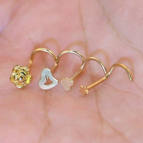 Elegant Stainless Steel Nose Rings Set Synthetic Zirconia Curved Rod Nose Studs