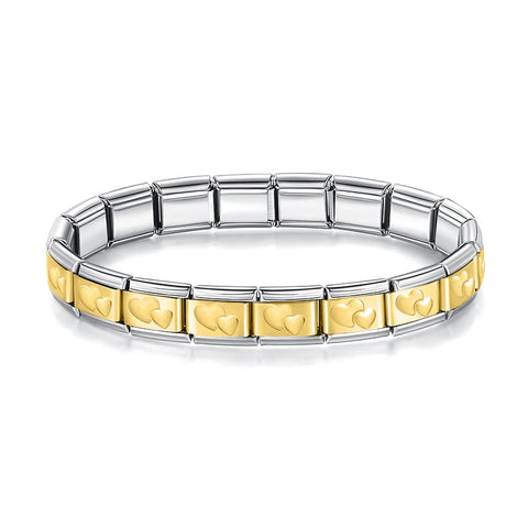 Women's 9mm Itanlian Elastic Star Heart Flower Charms Fashion Stainless Steel Bracelet Jewelry Gift ST-HUA