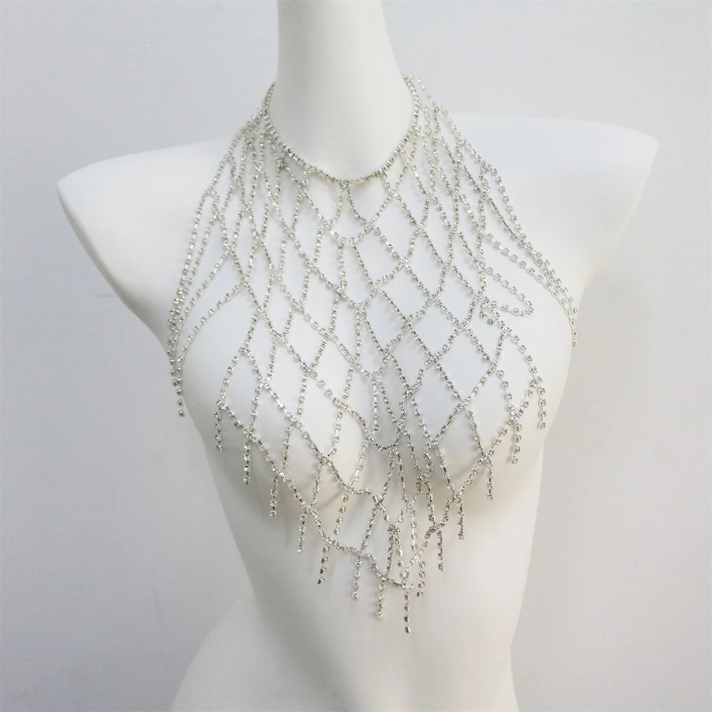 Sparkling Mesh Rhinestone Bra Chain