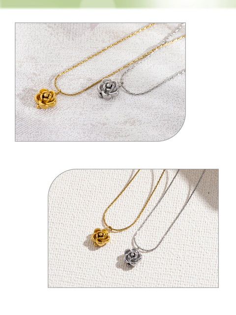 Delicate Rose Pendant Necklace for Women Romantic Love Gift Hypoallergenic Jewelry Gift