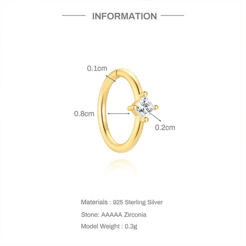 Sterling Silver Pierceing Nose Ring Simple Round Twist Rope Nose Ring Women