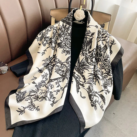 Design Print Twill Square Silk Scarf Women Shawl Wraps Neckerchief