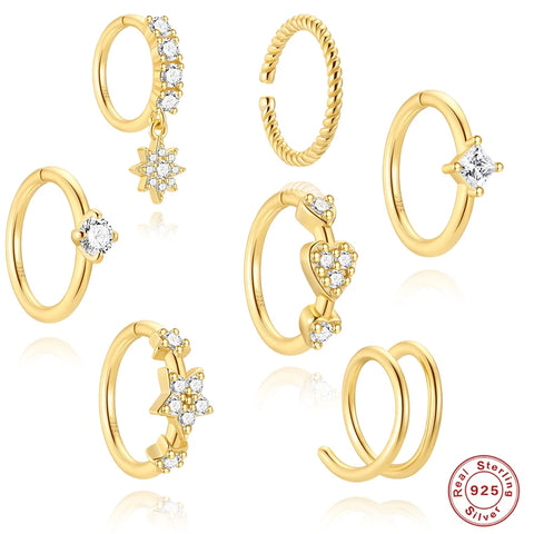 Sterling Silver Pierceing Nose Ring Simple Round Twist Rope Nose Ring Women