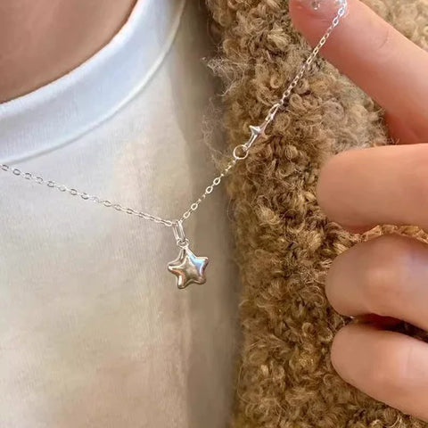 Sterling Silver Star Necklace for Women Exquisite Five Pointed Star Collarbone Chain