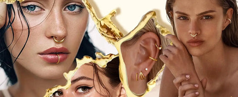 Bobisty Septum Nose Rings Hoops 316L Surgical Steel Septum Gold Plated Nose Ring