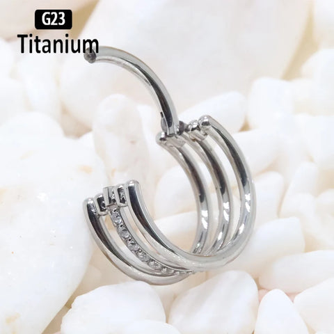 Titanium Piercing Hinged Segment Septum Hoop Nose Rings Clicker