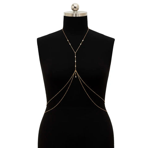 Simple Style Chain Necklace Sequins Belly Body Chain