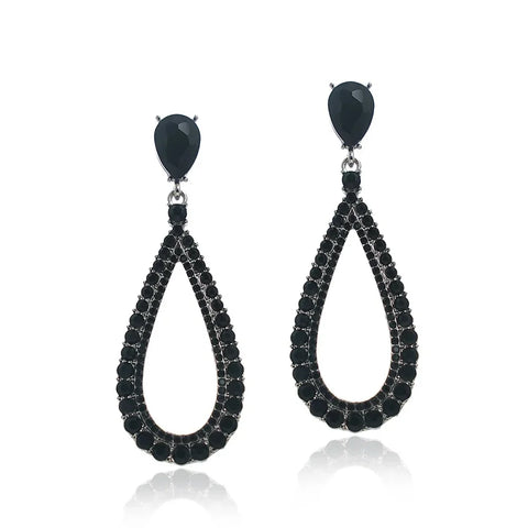 Hollow out Full Diamond Classic Designer Waterdrop Diamond Embedded Earrings