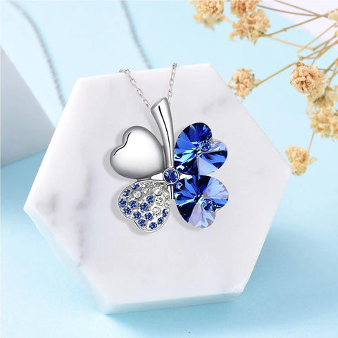 Crystal 4 Four Leaf Leaves Clover Pendant Necklaces Birthday Gift Quality Fashion Jewelry