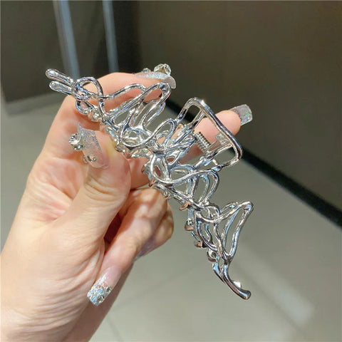 Korean Metal Geometric Hair Claws Barrettes Elegant Hair Clips Crab Hollow Out Hairpin