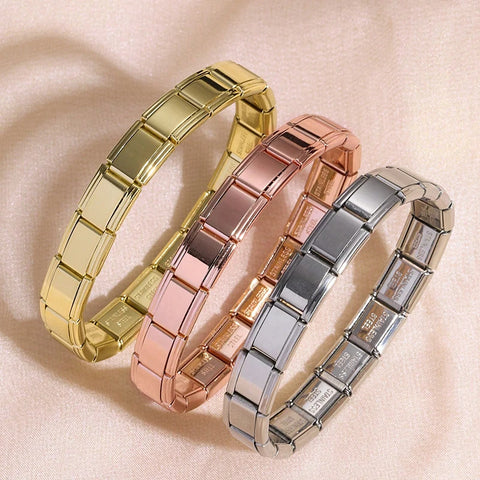 Italian Charm Stainless Steel Bracelets For Women Men 9mm Width Elastic DIY Bracelet