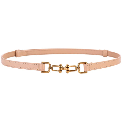 Slim Waist Patent Leather with Gold Buckle for Dress Adjustable Woman Luxury Belt