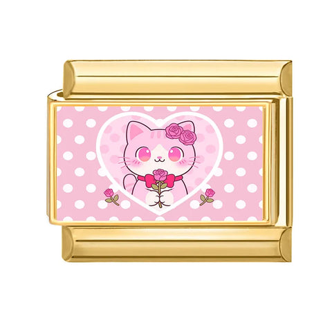 Golden Cute Lovely Cat Dogs Bow Cherry Tulip  Charm Links