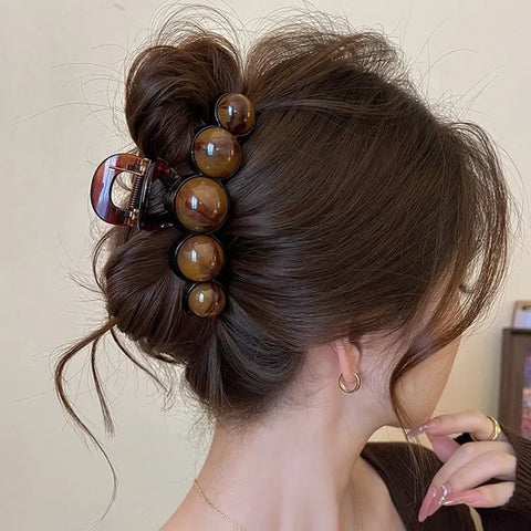 Retro Gradient Beaded Hair Claw 11Cm For Women's