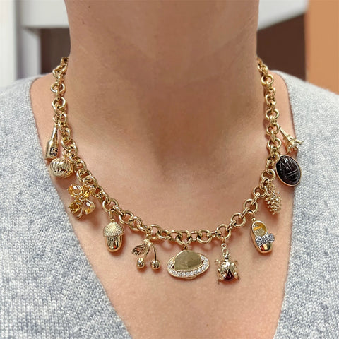 DIY zirconium inlaid gourmet sports pendant with gold plating and color retention