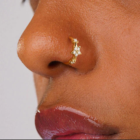 Sterling Silver Pierceing Nose Ring Simple Round Twist Rope Nose Ring Women