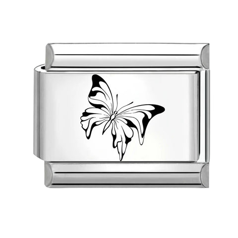 Black Engraving  Eye Jellyfish Butterfly Sun Moon Silver Charm Links
