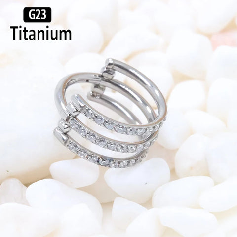 Titanium Piercing Hinged Segment Septum Hoop Nose Rings Clicker