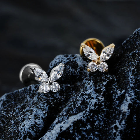 Titanium Mini Butterfly CZ Labret Tragus Cartilage Conch Forward Helix Stud