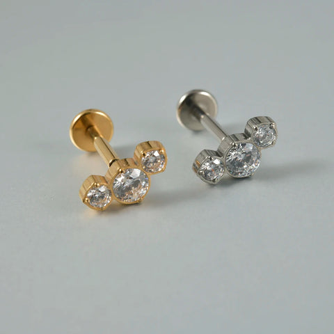 Zircon G23 Solid Titanium Cartilage Earrings Stud 16G Internally Threaded Cz Cluster Helix