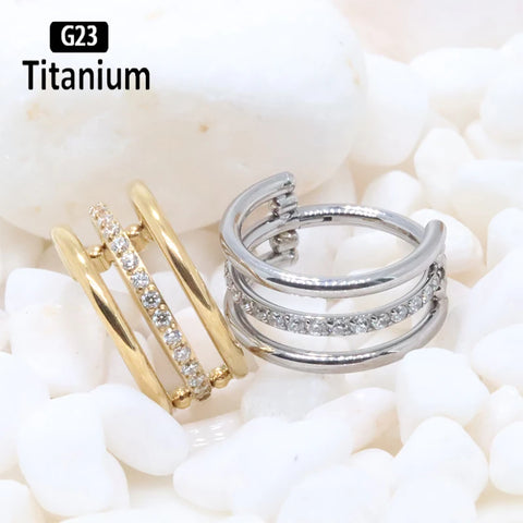 Titanium Piercing Hinged Segment Septum Hoop Nose Rings Clicker