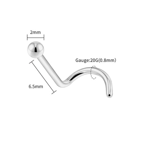 Titanium 20G Nose Stud Ring Hypoallergenic CZ/Ball/Heart/Star Nose Piercing