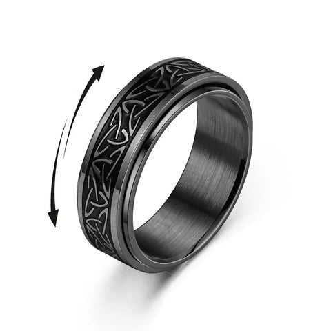 Viking Celtic Knot Rune Rings For Men Rotating Stainless Steel Anti Stress Anxiety Relife