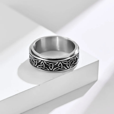 Viking Celtic Knot Rune Rings For Men Rotating Stainless Steel Anti Stress Anxiety Relife