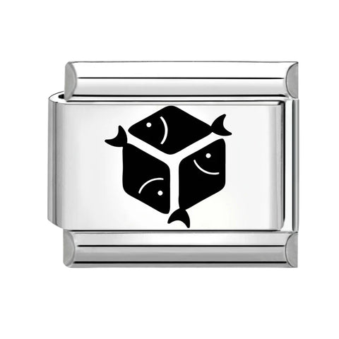 Black Engraving  Eye Jellyfish Butterfly Sun Moon Silver Charm Links