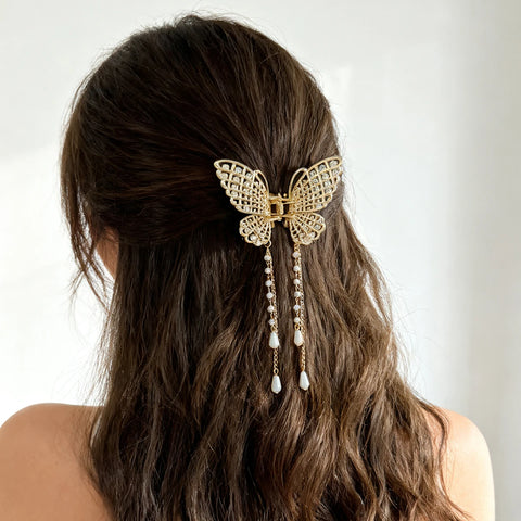 AWAYTR Butterfly Pearl Tassel Shark Crab Clips Girls Hairpin Hair Accessories