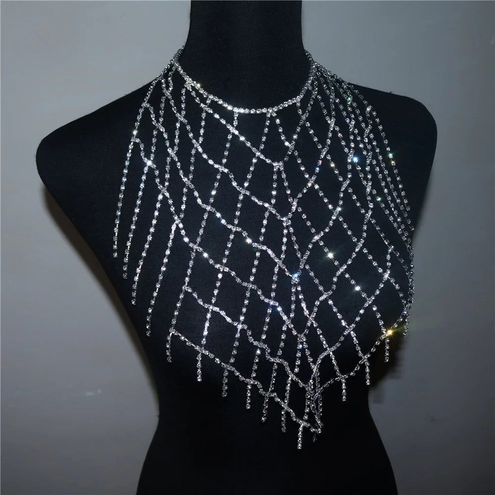 Sparkling Mesh Rhinestone Bra Chain