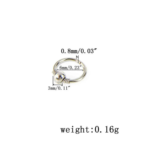 Sexy Rose Gold Silver Plated Round Hoop Beads Nose Ring Stud Nose Hoop Piercing