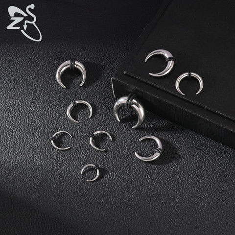 C Shape Buffalo Horn Nose Piercing Stainless Steel Pincher Septum Ring Punk