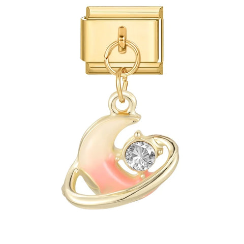 Golden Butterfly Leaf Moon Cat Flower Italian Charm Links