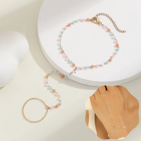 Vintage Emerald Blue Crystal Boho Wrist Bracelet for Women