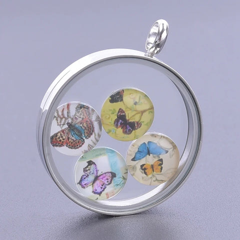 Round Living Memory Photo Relicario Locket Pendant Floating Charms Picture Necklaces